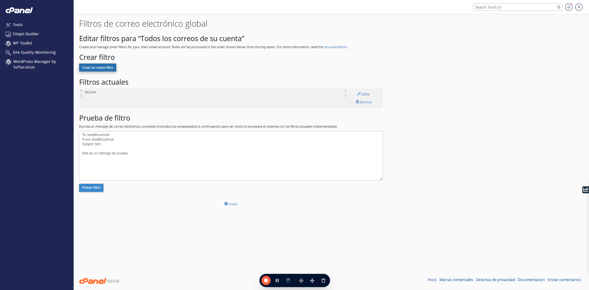 Click on "Crear un nuevo filtro"