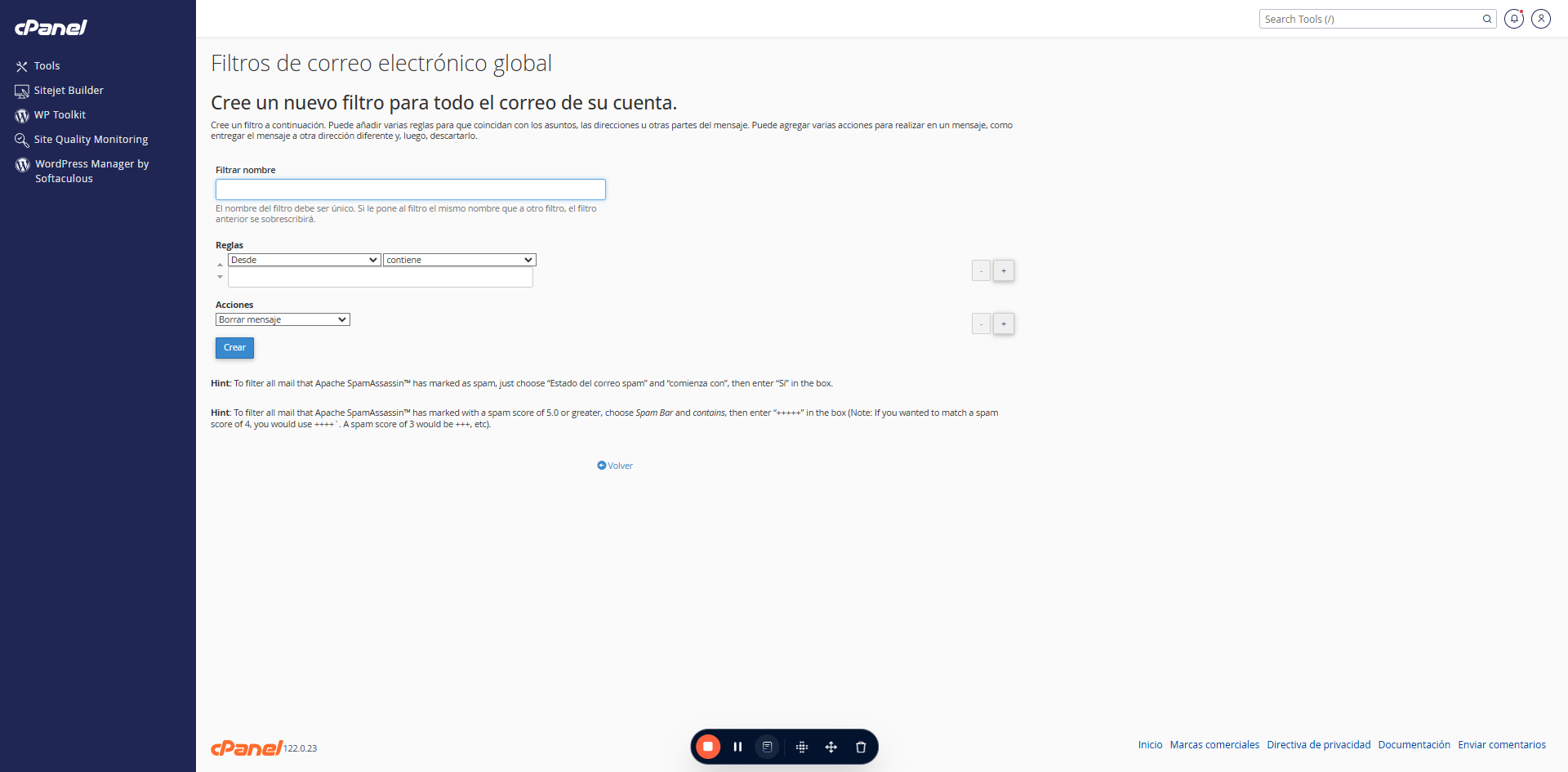 Escribiremos un nombre que nos ayude a reconocer el tipo de filtro que vamos a añadir