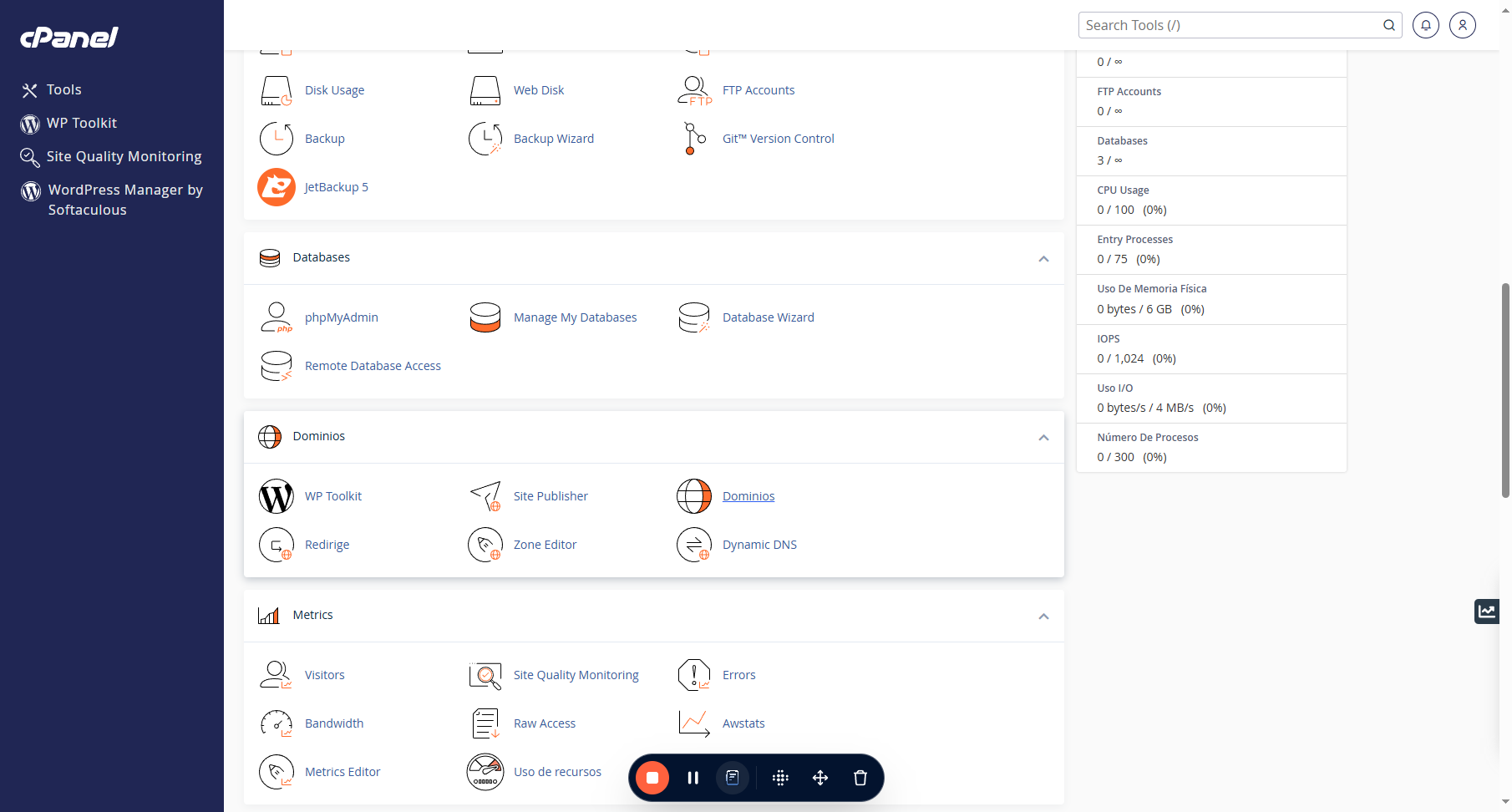 Para agregar un subdominio se debe acceder al panel de control cPanel