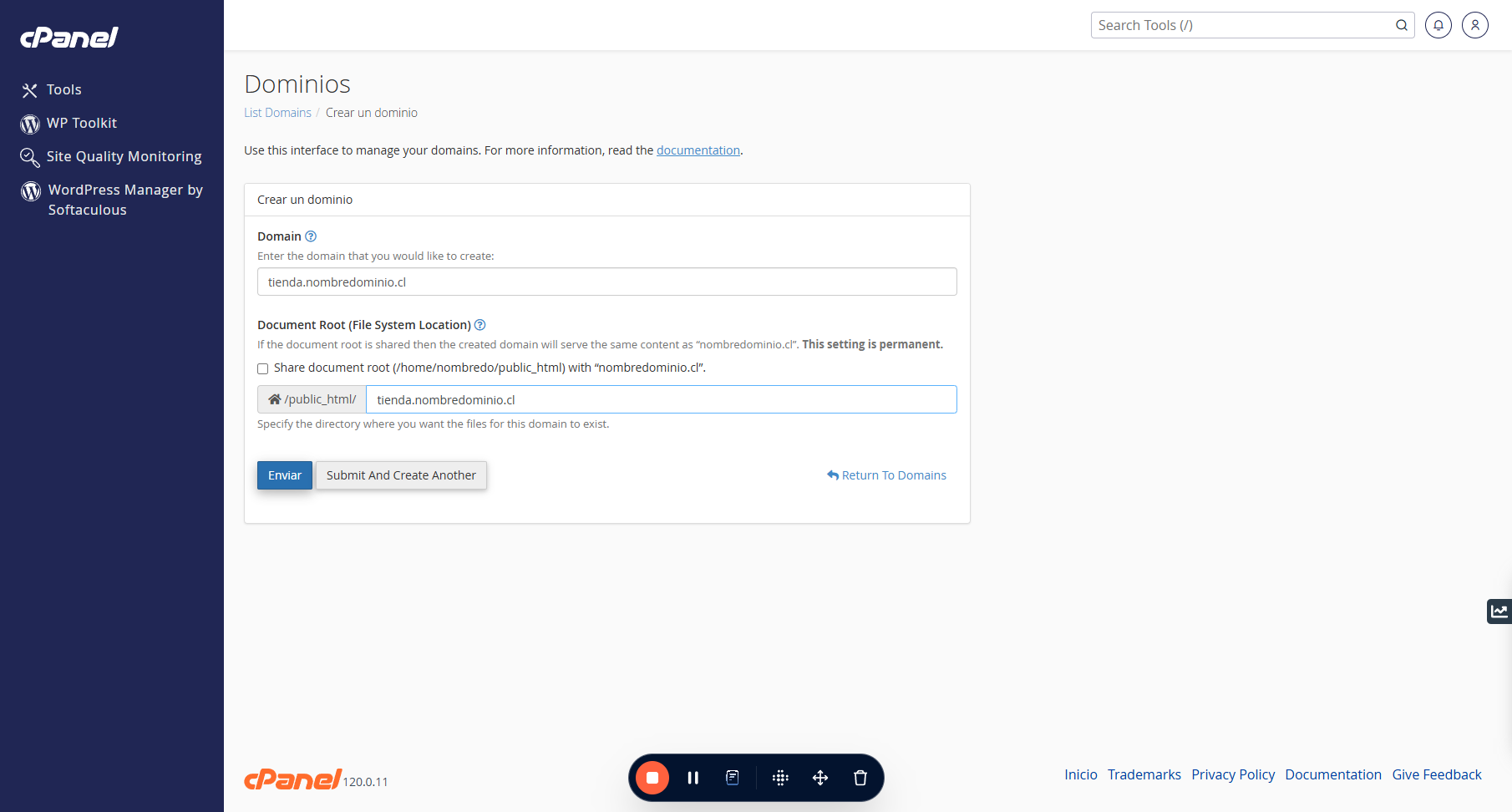 Por último, hacer click en "Enviar"