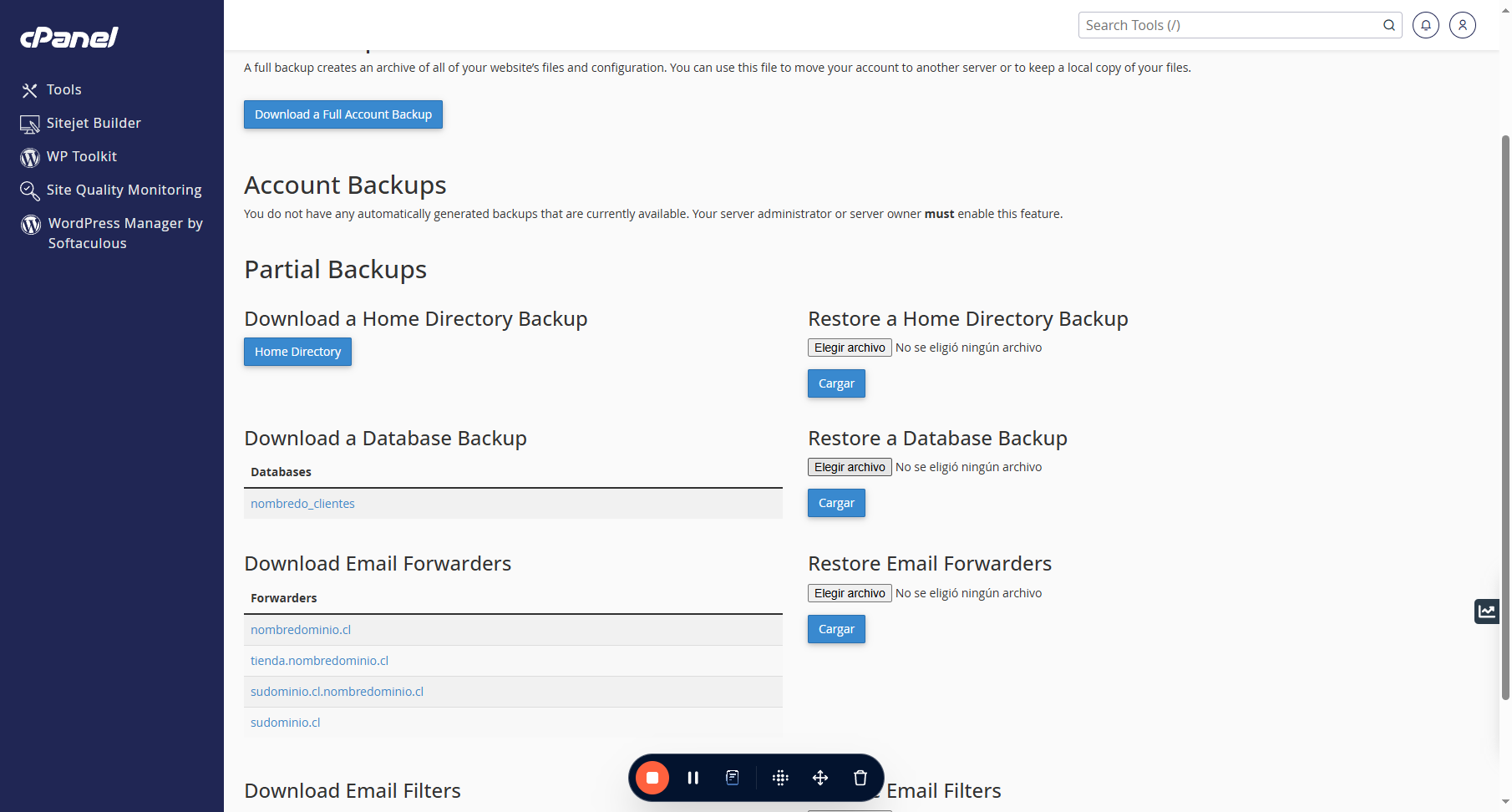 Pincha aquí para subir el archivo sql de la base de datos que quieres subir.