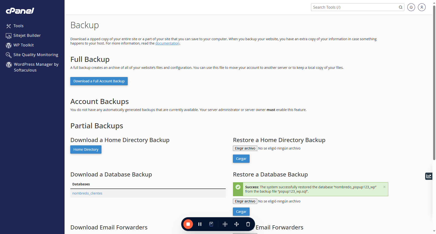 Para revisar con qué nombre quedó la nueva base de datos que subiste, haz click en el logo de cPanel para volver a la pantalla principal.