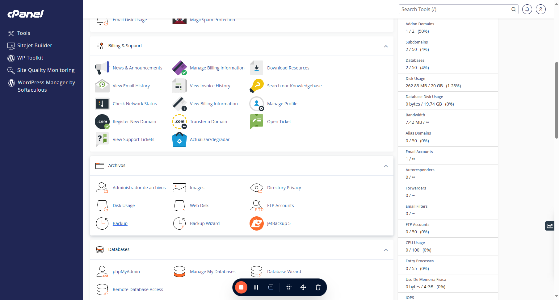 Ingresa a cPanel